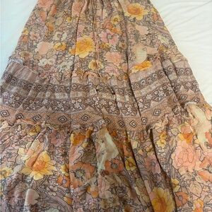 Spell Bohemian Floral Maxi Skirt - Peach and Cream